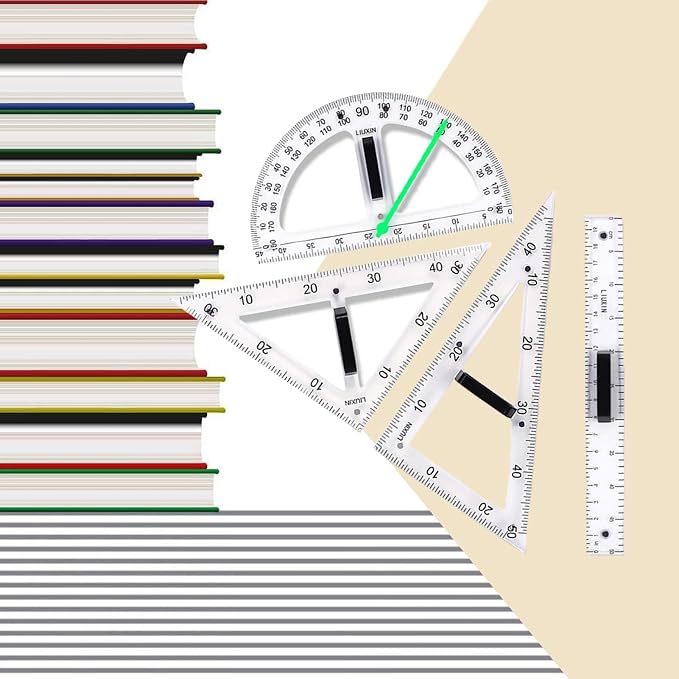 Math Ruler Magnetic Classroom Math Geometry Tool Set Enhances Classroom Learning, Easily Mounts to Blackboard Protractor Measuring Ruler Triangle Ruler (Tp3pc)