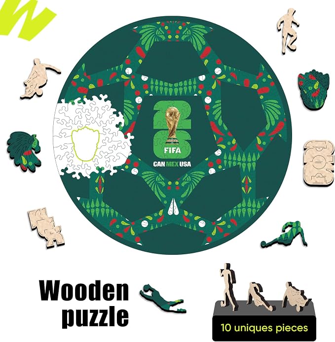 FIFA Mexico Ball-Wooden Puzzle for Adult, 200 Pieces Irregular Shape Puzzle, 5MM Thick, Creative Collectible Gift Fans, Officially Licensed Product, 10 * 10"