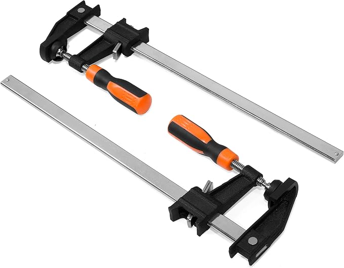 WEN 10212F2 Quick-Adjust 12-Inch Steel Bar Clamps with 2.5-Inch Throat and Micro-Adjustment Handle, Two Pack, Black