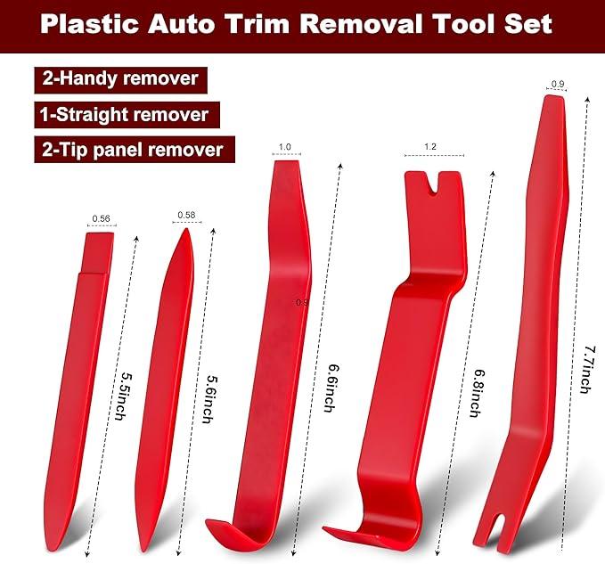 8 Pcs Auto Trim Removal Tool Kit with Non-Scratch Plastic Pry Tool and Fastener Clip Pliers,Door Panel Removal Tool for Car Interior - Fastener, Clip, Door Panel, Molding, and Dashboard