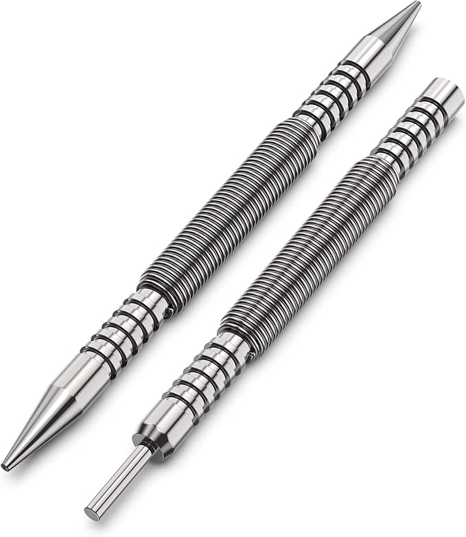 Glieskir Spring Loaded Nail Set Tools,2-PCS Dual Head Nail Setter and Hinge Pin Punch Set, Hammerless 1/16″& 3/32″Spring Nail Set, Super Strong Force Door Pin Removal Tool