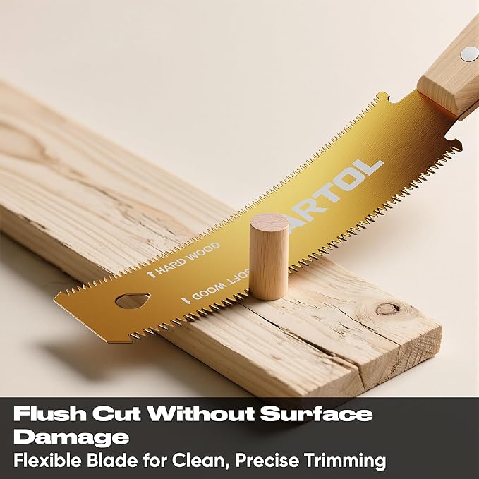 GARTOL Japanese Pull Saw Set for Woodworking - 2-Piece Hand Saw with 6 Inch Flush Cut & Double-Edged Ryoba Blade - SK5 Steel Precision Wood Cutting Tool for DIY Carpentry Trim Work