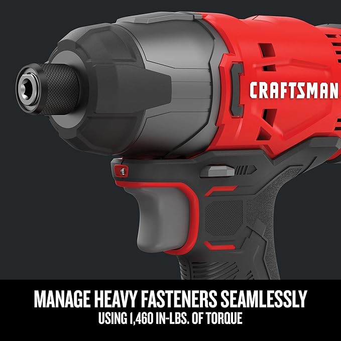 CRAFTSMAN V20 MAX Cordless Power Tool Kit, Circular Saw with 6 1/2 inch Blade, 1/4 inch Impact Driver, 1/2 inch Drill/Driver, LED Task Light, Battery and Charger Included (CMCK401D2AM)