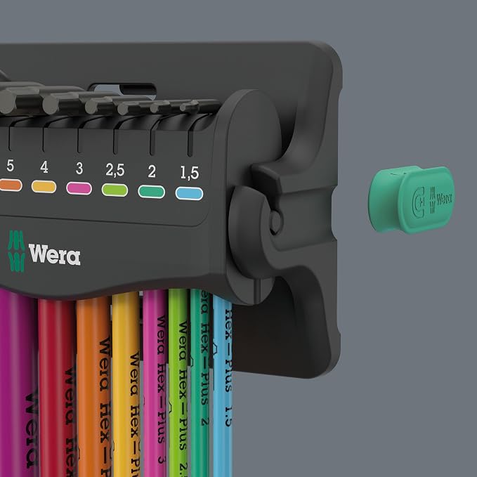 Wera 05133165001 950/9 HEX-PLUS MULTICOLOUR 3 L-KEY SET, METRIC, BLACKLASER, 9 PIECES