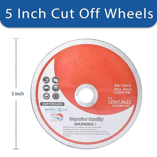 100 Pack 5 Inch Cut Off Wheels for Metal and Stainless Steel Cutting Discs for Angle Grinders 5 x .040 x 7/8 Inch