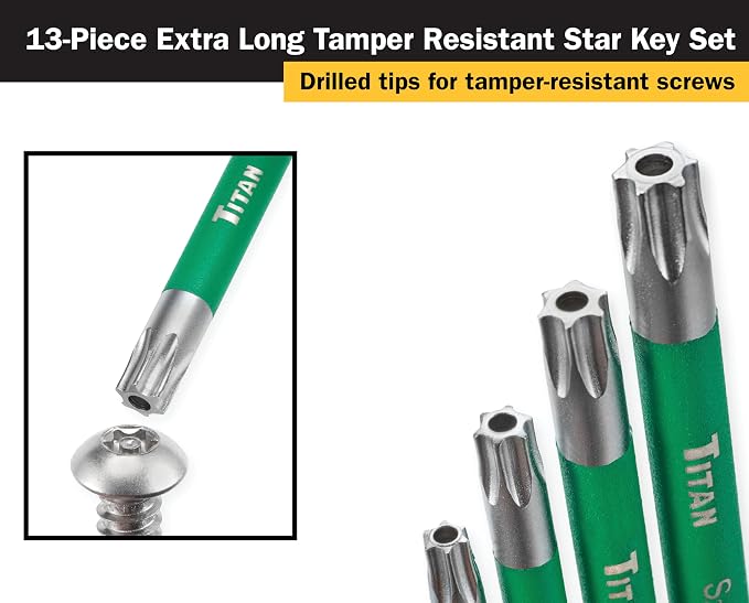 Titan 12763 35-Piece Star, Metric, and SAE Hex Key Set