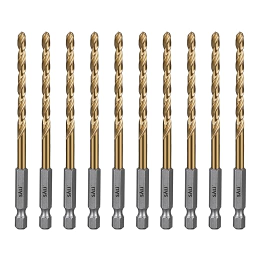 SALI Cobalt Drill Bit Set,10 Pack 3/16 Inch High Speed Steel Hex Shank Jobber Drill Bits, for Hardwood, Aluminum,Metal,Copper,Alloyed Steel