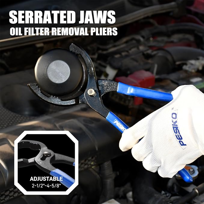 12" Adjustment Oil Filter Wrench Pliers, 60mm to 102mm | Universal Oil Filter Removal Tool for Easily Remove Engine Oil Filter