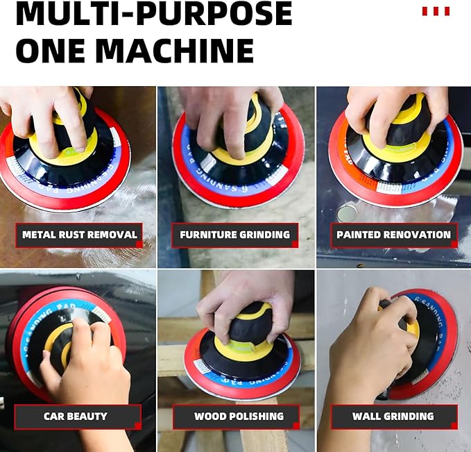 Low noise 5/6 Inch DA Sander for Auto Body - Lightweight, Powerful random orbital air sanders, Noise Reduction Design pneumatic sander (6 inch with 12 pcs Sandpaper)