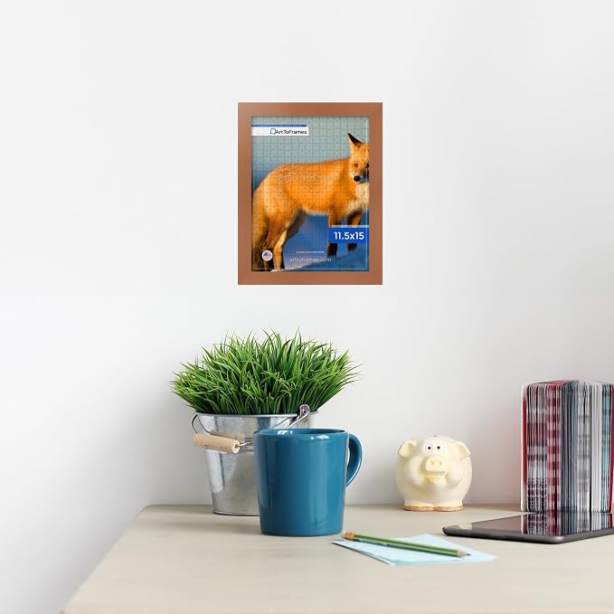 ArtToFrames Puzzle Frame for Buffalo Games 300 Piece Jigsaw Puzzles, 11.5x15 Inch (29x38 cm), Burnt Umber Engineered Wood with Regular Glass, Ready to Hang Puzzle Display