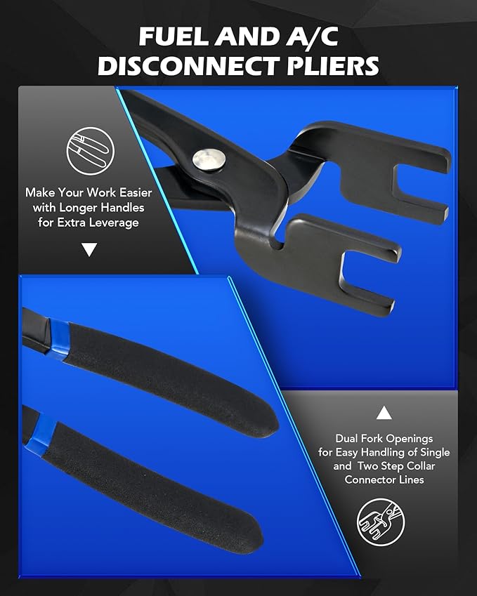 Orion Motor Tech 26pc Master Quick Disconnect Tool Kit, Fuel Line Disconnect Tool Set with Fuel and AC Disconnect Pliers, Fuel Line Removal Tool Set for AC Fuel & Transmission Systems, Blue