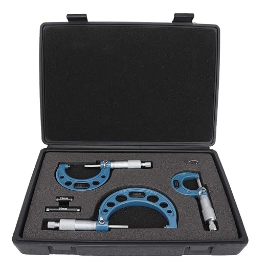3Pcs Industrial Tools Premium Outside Micrometer Set Precision Machinist Tool 0-75mm with Carbide Tips