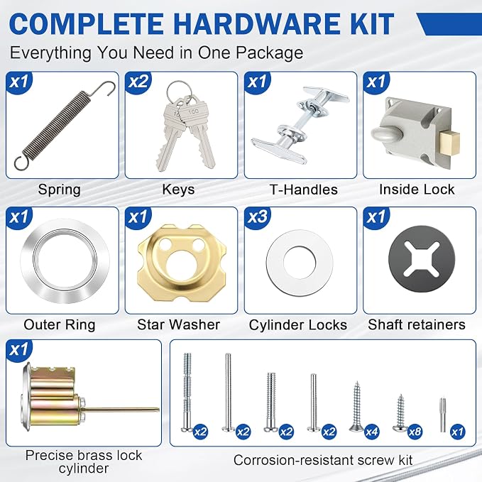 MorningRo Garage Door Locks Set with T-Handle & Keys Twist Deadbolt Locks | Center Mount Design, Diecast Aluminum Cylinder, Twist Knob Locks, Secure Deadbolt for Garage Door Security