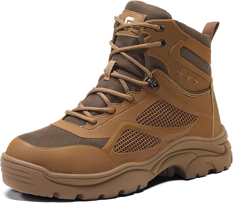 Steel Toe Boots for Men Work Boots for Men Breathable High Top Work Shoes Lightweight Indestructible Safety Shoes Industry Construction Safety Footwear