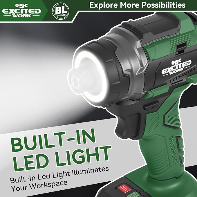 21V Brushless Impact Screwdriver, LAZYLAND 230Nm Electric Cordless Driver Set with Dual 3.0Ah Batteries, Screwdriver Bits and Built-in Led Light for Home