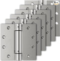 6 Pack Self Closing Door Hinges, 4.5" x 4.5" Spring Loaded Hinges with Square Corners, Adjustable Tension for Garage, Front Door, Back Door, for Left and Right Hand Door, UL Listed
