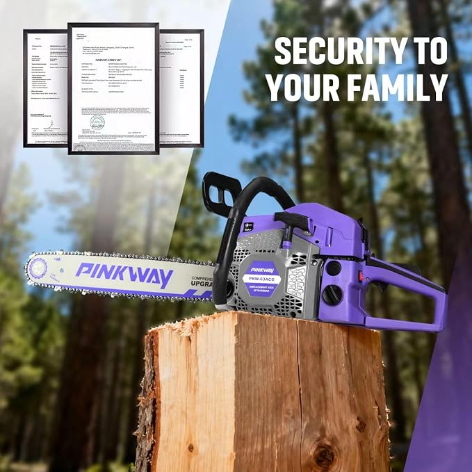 2-cycle 63CC Chainsaw Saw Gas Powered 20" Chain Saws Cordless Petrol Saw Handheld Chainsaw for Cutting Wood Trees Branches，63ACG Upgrade