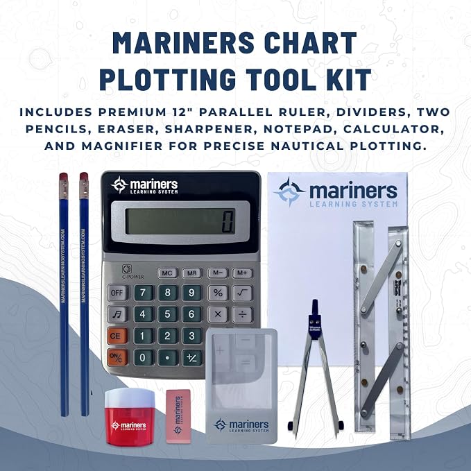 Mariners Chart Plotting Tool Kit - Marine Navigation Equipment, Weems and Plath Parallel Rulers, Dividers & Accessories for Nautical Charts, Sailing and Boating Exam Preparation