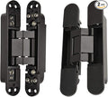TamBee 6inch Hidden Door Hinges Invisible Hinges Concealed Hinges Zinc Alloy 180 Degree Swing Hinge 3 Way Adjustable Butt Hinge 6 x 2.5 x 1 inch Black (2 Pack)