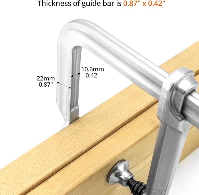 QWORK 12" Heavy Duty F Clamp, 4 Pack Drop-forged Bar Clamp, 4-3/4 Inch Throat Depth, 0.87" x 0.42" Guide Bar, Professional Forging Jaws, Rail, Spindle and Handle
