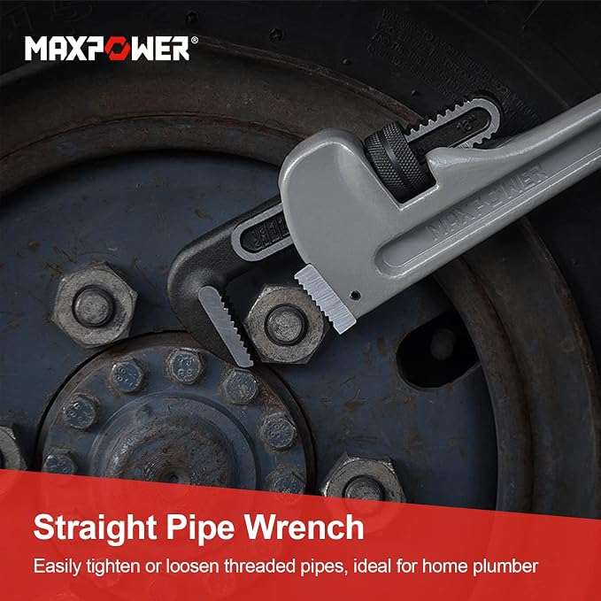 MAXPOWER 18-inch Pipe Wrench, 2.5 inch Jaw Opening Capacity | Heavy Duty Aluminum Plumbing Wrench