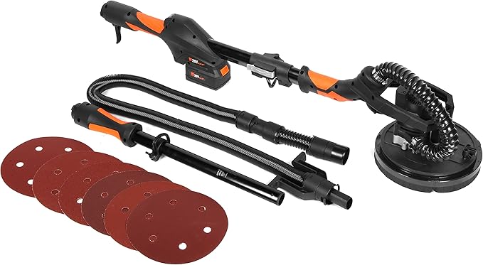 WEN Cordless Drywall Sander, Brushless with Variable Speed, 20V Max 5.0 Ah Battery and Charger (20409)