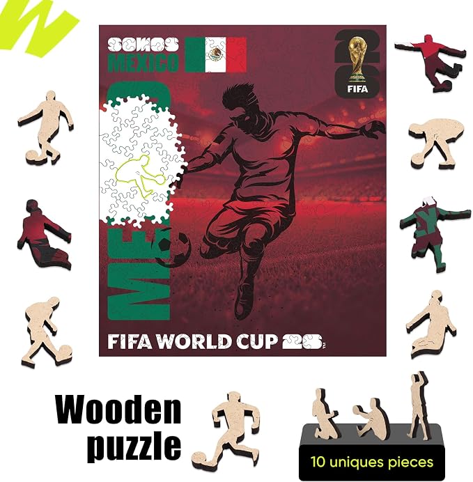 FIFA SOMOS Mexico Puzzle for Adult,200 Pieces Irregular Shape Puzzle, 5MM Thick, Creative Collectible Gift for Fans, Officially Licensed Product, 9.3 * 12"