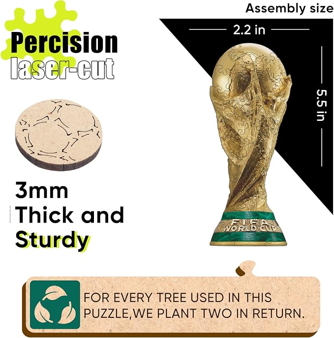FIFA World Cup 2026 Edition Trophy 26PCS Wooden Pocket Puzzle