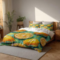 Batmerry Lemons Full Size 100% Cotton Duvet Cover Sets, Impressionistic Lemon Pattern Bedding Set with Zipper Closure Corner Ties, 3 Pieces (1 Cover + 2 Pillowcases No Comforter)
