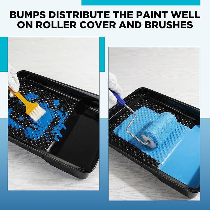 Geelin 40 Pcs 9 Inch Disposable Paint Tray Liner Heavy Duty Plastic Household Paint Pan Trays(Dots, Black)