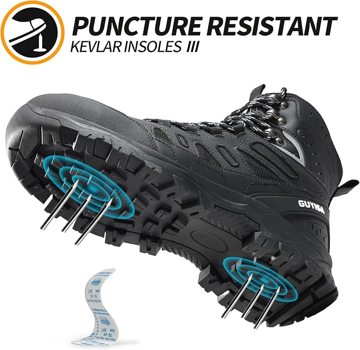 Steel Toe Boots for Men Work Boots for Men Breathable High Top Work Shoes Lightweight Indestructible Safety Shoes Industry Construction Safety Footwear