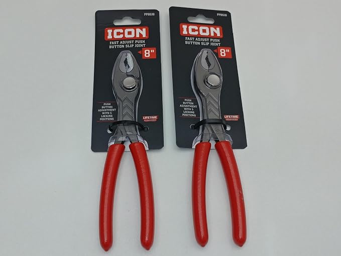 2 Pack 8" Quick Adjust Pliers Push Button Slip Joint