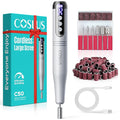 COSLUS C50 Cordless Electric Nail Drill : 12-Speed Professional Nail File with LED Display for All Manicure Shaping & Gel Removal, Nail Art Practice Essentials, Home DIY & Portable Travel Use, Grey
