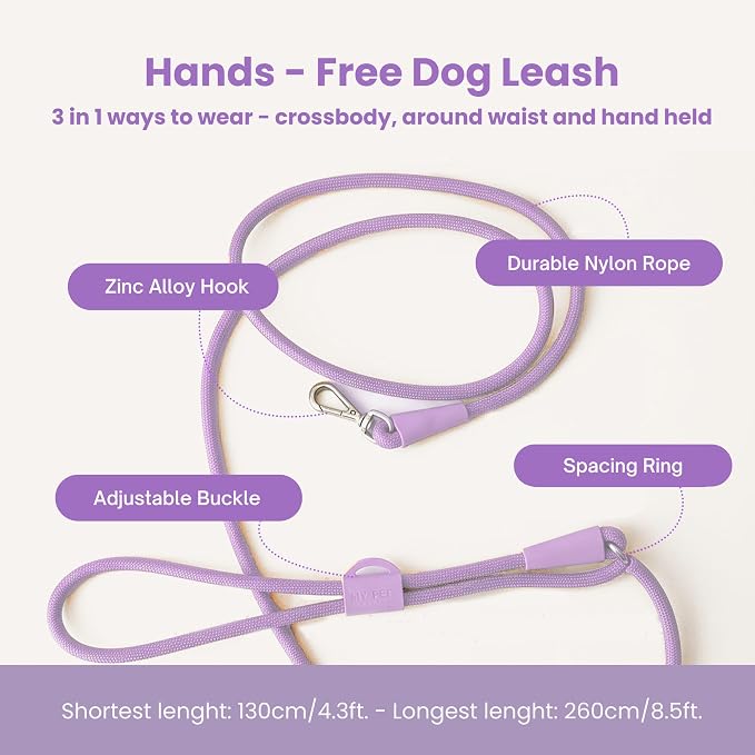 No Pull Dog Harness and Leash Set 3-in-1 Adjustable Anti Pull Dog Harness with Hands-Free Matching Leash,Poop Bag Holder,Easy Walk Dog Harness Extra Small Sized Dog(Lilac)