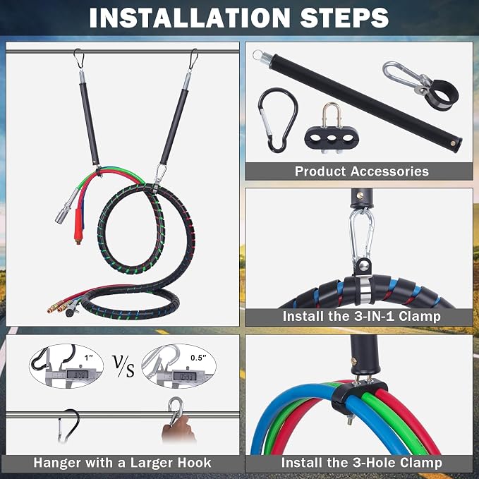 CheeMuii 16" Single Tender Spring Kit with 3-Hole & 3-in-1 Air Hose Holder