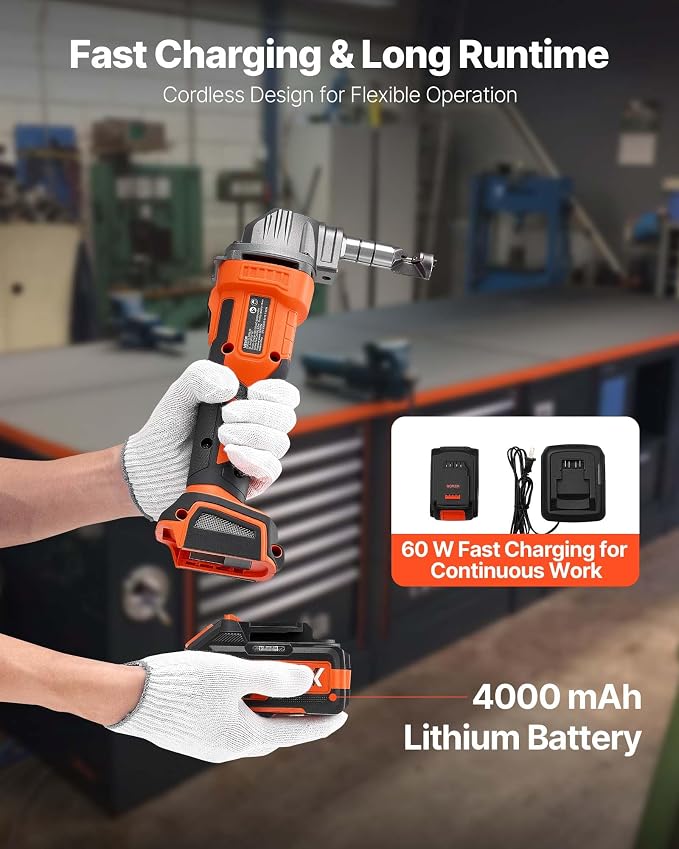 VEVOR Cordless Metal Nibbler, with 20 V 4000 mAh Battery, 2200 RPM Efficient Brushless Motor, Electric Nibbler Metal Cutter with Plastic Carrying Case for Cutting Steel Sheet and Aluminum Sheet