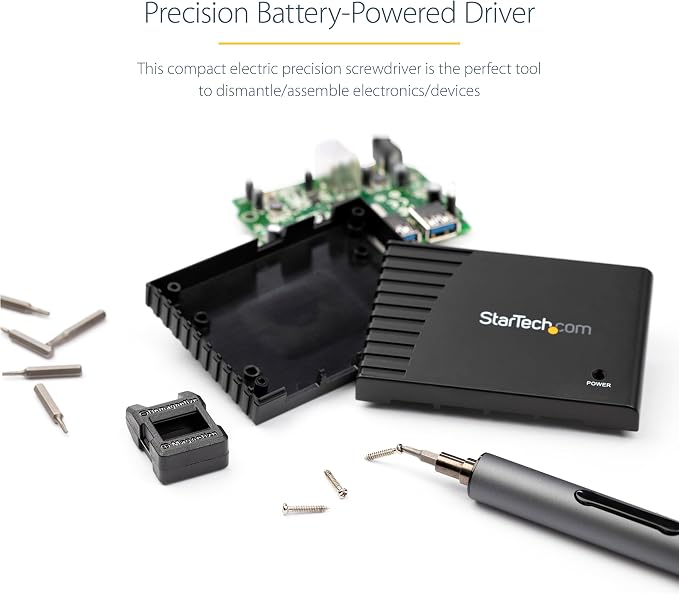 StarTech.com 55-Bit Electric Precision Screwdriver Set - Portable Cordless Battery Powered Bit Driver Kit for Electronics, Laptop, Computers, Tablet & Phone Repairs - Magnetic Work Pad, TAA