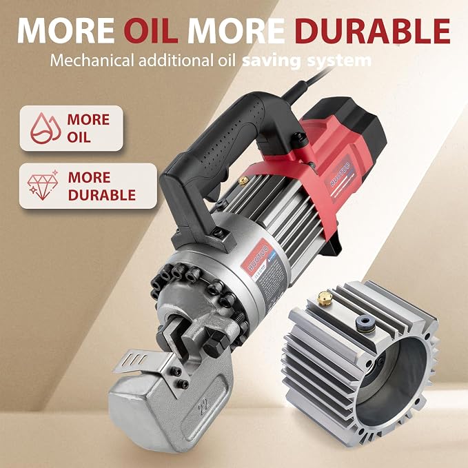 7/8" Electric Hydraulic Rebar Cutter 2-2.5s Cutting Speed Portable Rebar Cutter Cutting Rebar 4-22mm #7 1150w 120v/60hz (RC22-Red)
