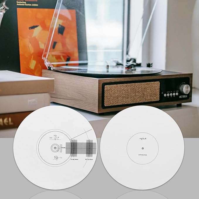 Turntable Cartridge Alignment Protractor Mat, 12 inch Acrylic Vinyl Record Mat, Anti-Slip LP Vinyl Record Pickup Calibration Plate for Turntable Accessories (Style B)