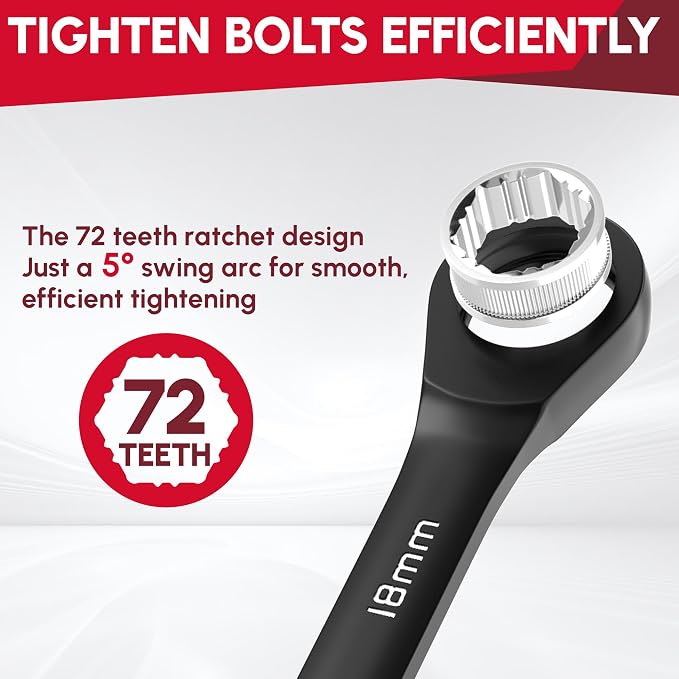 ARROW 24PCS Ratcheting Wrench Set with 2 Magnetic Tool Holders | Metric and Standard, Anti-Slip 6-18mm & 1/4"-3/4" Combination Wrench Set, CRV Material, 72-Teeth, Easy to Carry & Store