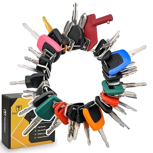 42 Heavy Equipment Keys Master Set, Construction Machine Ignition Key for Cat Caterpillar John Deere Komatsu Volvo Bobcat Kubota JCB Case Hyster Yanmar Daewoo Takeuchi Ford New Holland