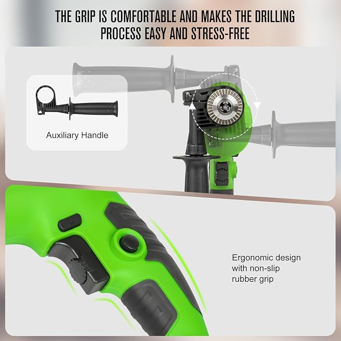 GALAX PRO 7Amp 850W 2-in-1 Hammer Drill, 0-3000 RPM, 13 mm Metal Chuck, 360° Adjustable Auxiliary Handle, Comes with 13 Accessories, Suitable for Concrete, Metal, and Wood