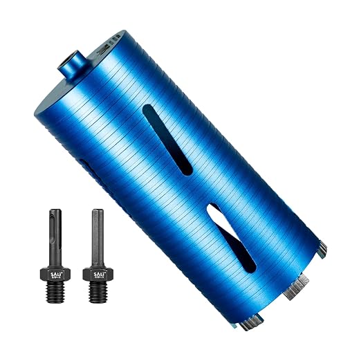 SALI Diamond Core Drill Bits 4 1/2" Diameter 10"/254mm Drilling Depth 5/8-11" Thread Core Bit Turbo Laser-Welded Segments for Cured Concrete with, Brick, Block, Masonry, with Two Adapters