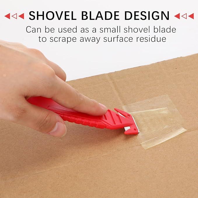 Therwen Safety Box Cutter Knife of Stainless Steel Concealed Blade Package Opener with Tape Splitter for Carton Cardboard Wrap Letter Work Bag Straps Film Utility Tool(Red,10 Pcs)