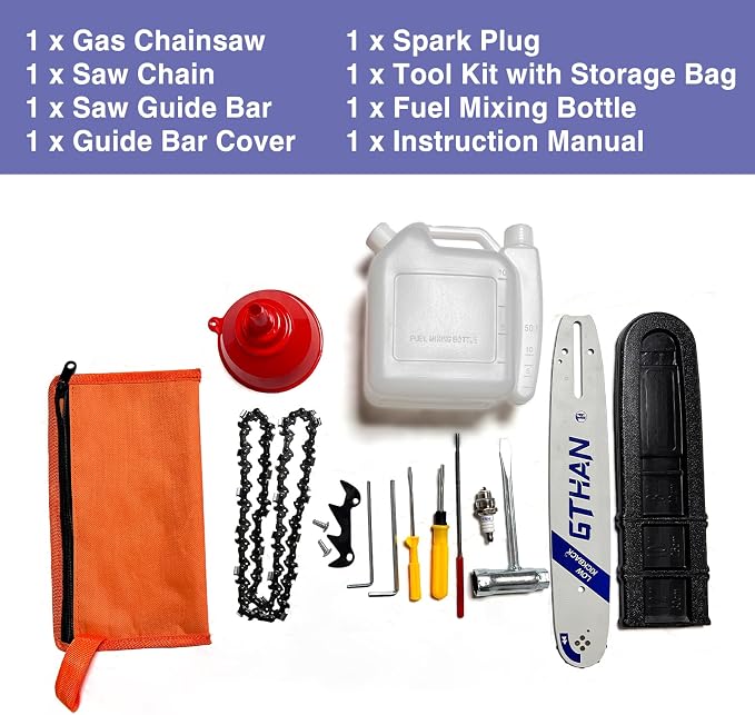 Top Handle Chainsaw Gas Powered Chainsaws 12 Inch 25.4cc 2-Cycle Portable Chain Saw for Tree Wood Cutting