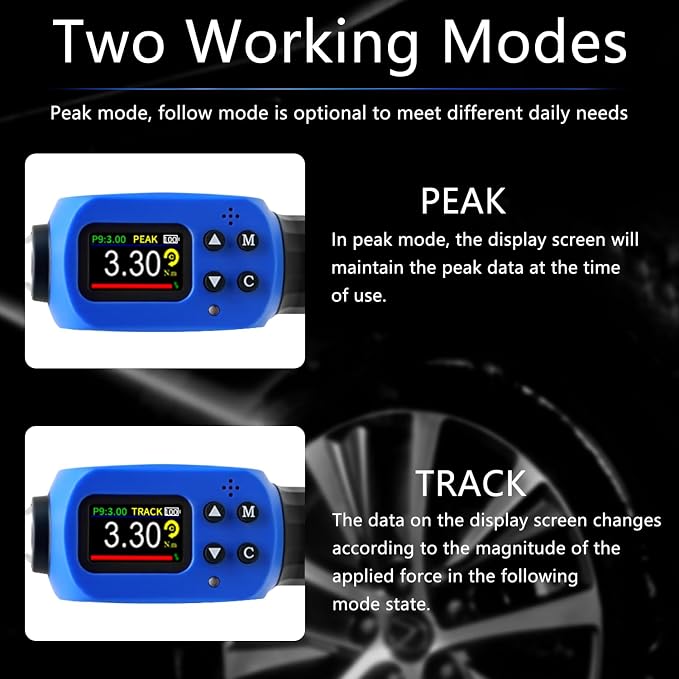 Adjustable Digital Torque Wrench, Hvac Torque Wrench 5-99.6Ft-lbs/6.8-135Nm | With 38 mm Adjustable Jaw, 3/8 Drive Ratchet, ±1% Accuracy, Color TFT Screen, Vibration, Buzzer and LED Indicator