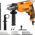 Hammer Drill，5.8Amp Corded Hammer Drill,1/2" Variable Speed Drill with 9 Pcs Drill Bit Set,Multi-angle Aauxiliary Handle for Wood, Concrete, and Plastic