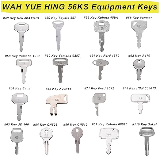 Heavy Construction Equipment Key Set, 56PCS Heavy Equipment Master Keys Set for CAT Catrepillar John Deere JCB Hyster Komatsu Kubota Takeuchi Yanmar Hitachi Excavator Skid Steer Loader Forklift Roller