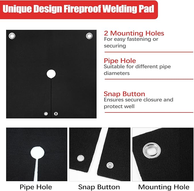 20x20x0.2in Welding Blanket Fireproof, 2 Packs 5mm Upgraded Thickened Heat Shield Mat, Brazing Heat Shield for Torch, Welding Pad for Plumbing, Solder Plumbers HVAC Torch Protector