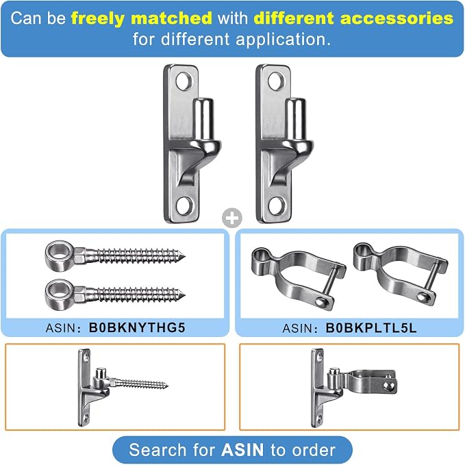 Insaga Cast Gate Hinges 304 Stainless Steel Heavy Duty 4 Pack, One-Piece Non-Welded Wall Mount with 5/8" Pin for Gates Fences Barn Chain Link Gate